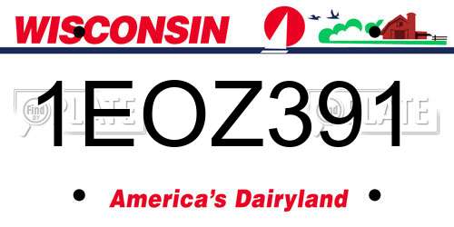 1EOZ391 Wisconsin License Plate