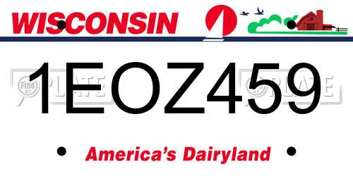 1EOZ459 Wisconsin License Plate