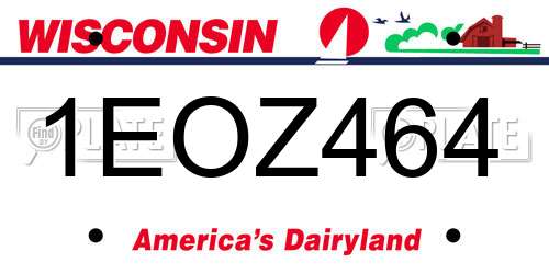 1EOZ464 Wisconsin License Plate