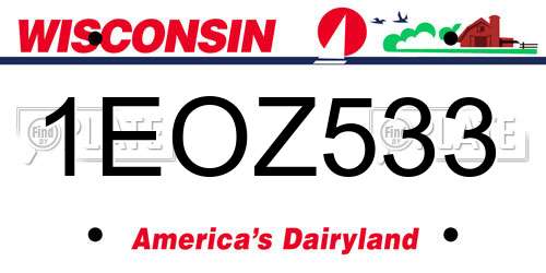 1EOZ533 Wisconsin License Plate