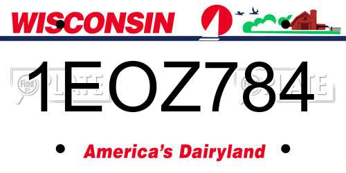 1EOZ784 Wisconsin License Plate