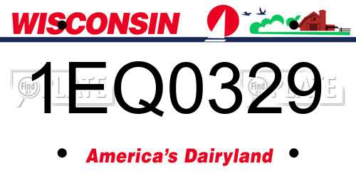 1EQ0329 Wisconsin License Plate