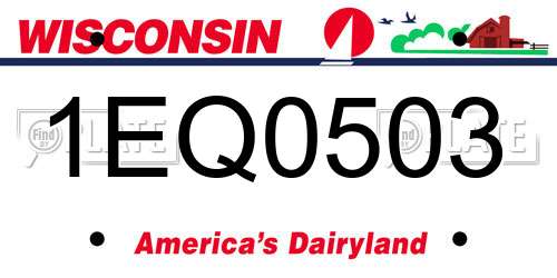 1EQ0503 Wisconsin License Plate
