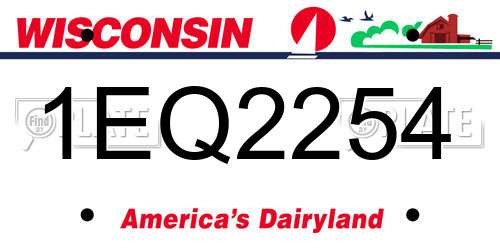 1EQ2254 Wisconsin License Plate