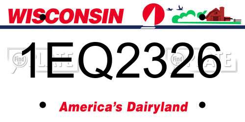 1EQ2326 Wisconsin License Plate