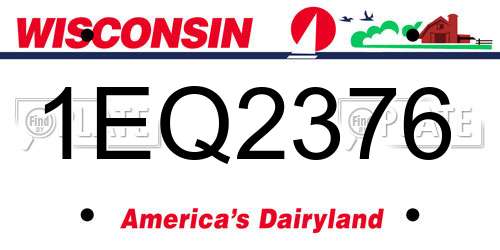 1EQ2376 Wisconsin License Plate