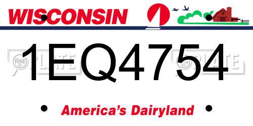 1EQ4754 Wisconsin License Plate
