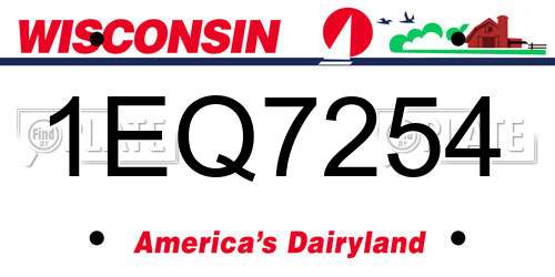 1EQ7254 Wisconsin License Plate