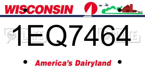 1EQ7464 Wisconsin License Plate