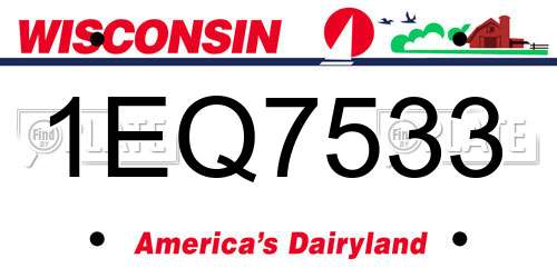 1EQ7533 Wisconsin License Plate