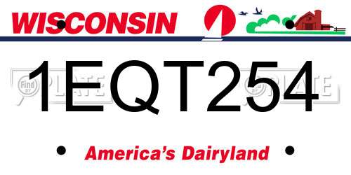 1EQT254 Wisconsin License Plate