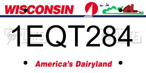 1EQT284 Wisconsin License Plate