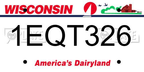 1EQT326 Wisconsin License Plate