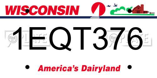 1EQT376 Wisconsin License Plate