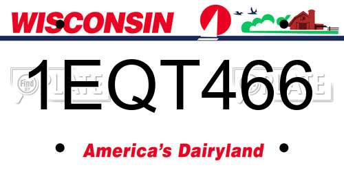 1EQT466 Wisconsin License Plate