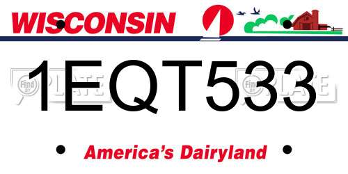 1EQT533 Wisconsin License Plate