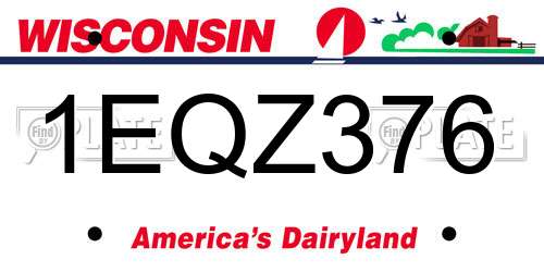 1EQZ376 Wisconsin License Plate