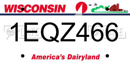 1EQZ466 Wisconsin License Plate