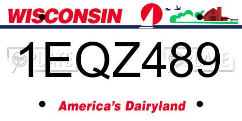 1EQZ489 Wisconsin License Plate