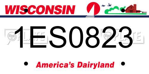 1ES0823 Wisconsin License Plate