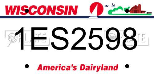 1ES2598 Wisconsin License Plate