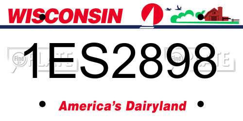 1ES2898 Wisconsin License Plate