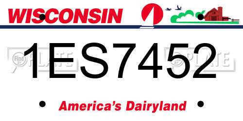 1ES7452 Wisconsin License Plate