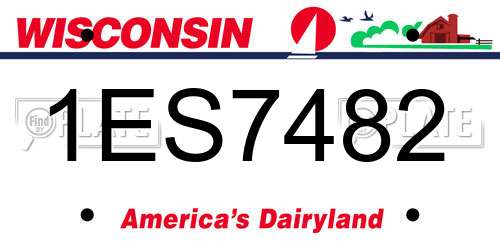 1ES7482 Wisconsin License Plate