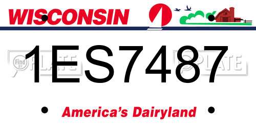 1ES7487 Wisconsin License Plate