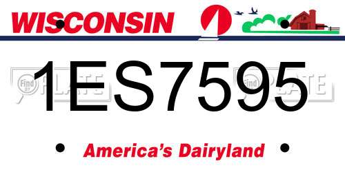 1ES7595 Wisconsin License Plate