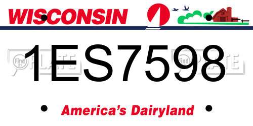 1ES7598 Wisconsin License Plate
