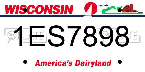 1ES7898 Wisconsin License Plate