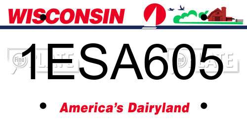 1ESA605 Wisconsin License Plate