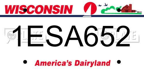 1ESA652 Wisconsin License Plate