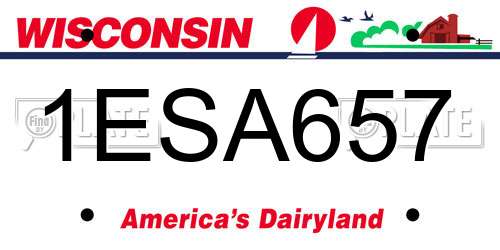 1ESA657 Wisconsin License Plate
