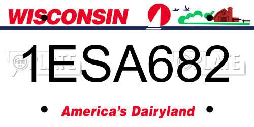 1ESA682 Wisconsin License Plate