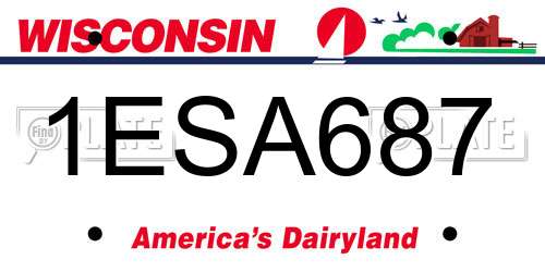 1ESA687 Wisconsin License Plate