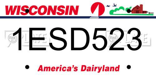 1ESD523 Wisconsin License Plate