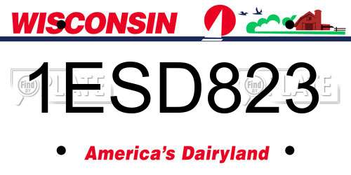 1ESD823 Wisconsin License Plate