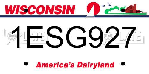 1ESG927 Wisconsin License Plate