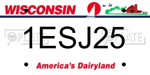1ESJ25 Wisconsin License Plate