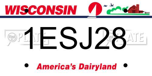 1ESJ28 Wisconsin License Plate