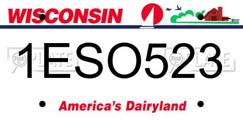 1ESO523 Wisconsin License Plate