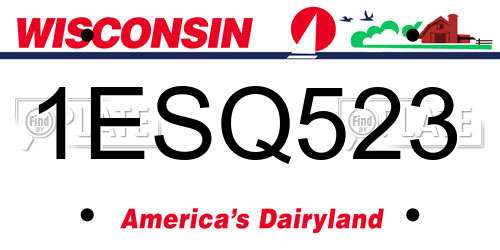 1ESQ523 Wisconsin License Plate