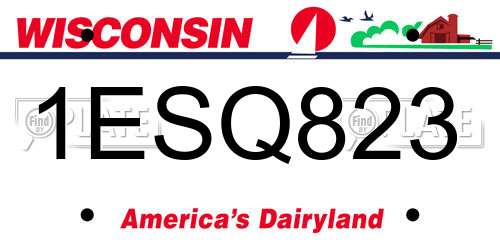 1ESQ823 Wisconsin License Plate
