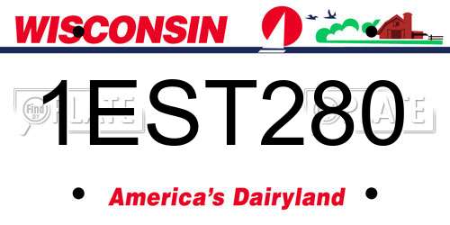 1EST280 Wisconsin License Plate