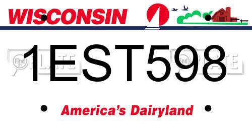 1EST598 Wisconsin License Plate