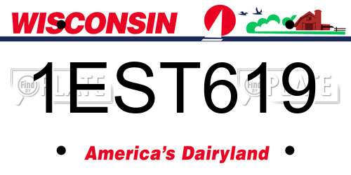 1EST619 Wisconsin License Plate