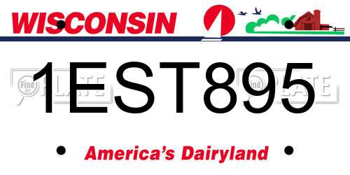 1EST895 Wisconsin License Plate