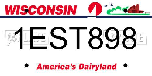 1EST898 Wisconsin License Plate
